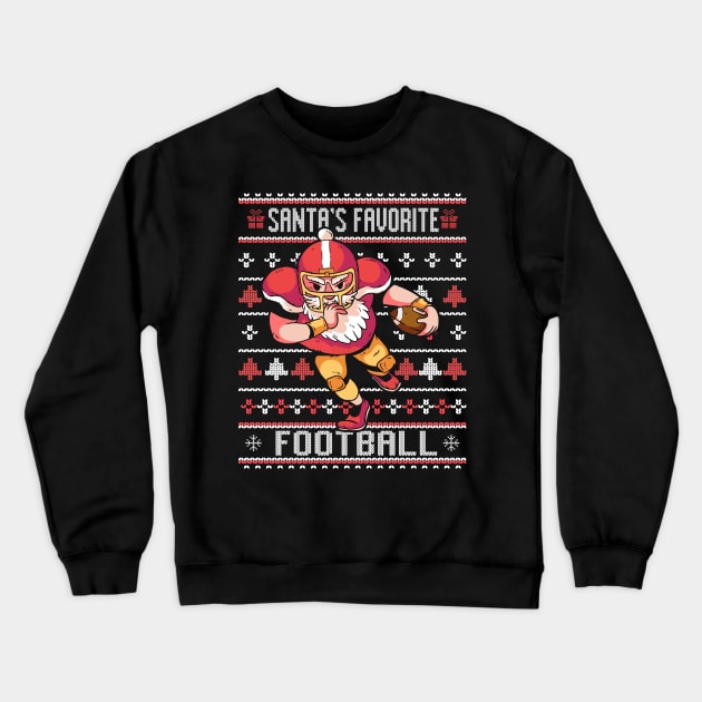 Funny Santa's Favorite Football Christmas Holiday Ugly Sweater Crewneck Sweatshirt by Audell Richardson